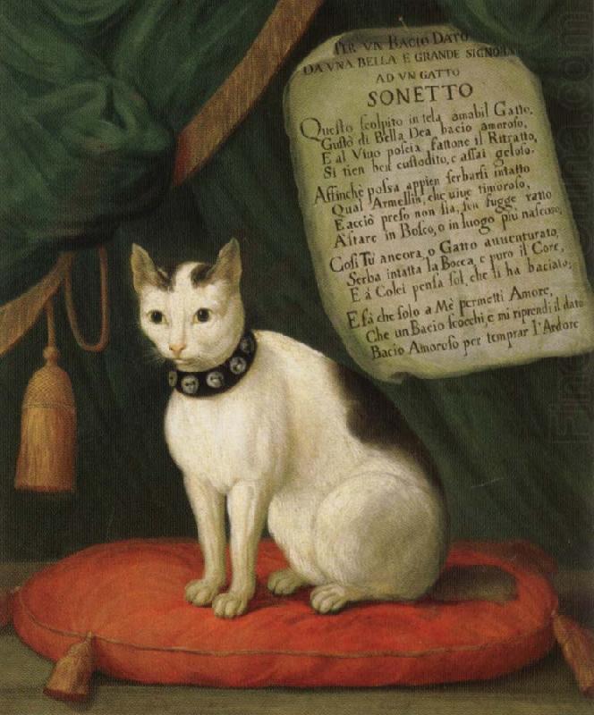 unknow artist Portrait of Armellino the Cat with Sonnet china oil painting image